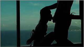 Artistic Silhouette - Tied Up Asian Teen Sucking Dick With An Ocean View - Baebi Hel