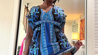 Chubby Ebony in Dress Showing Her Big Tits & Ass
