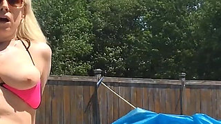 Poolside Bikini Tits Bouncing Orgasm