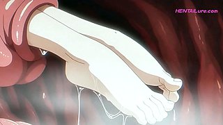 Frieren gets wrecked by tentacle cock until she overflows