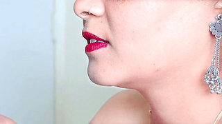 Desi Bhabhi Sloppy Condom Blowjob – Red Lipstick Cum in Condom Closeup