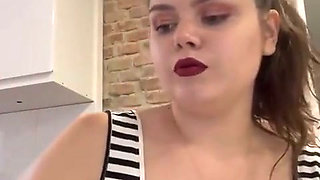 Smoking with red lipstick on