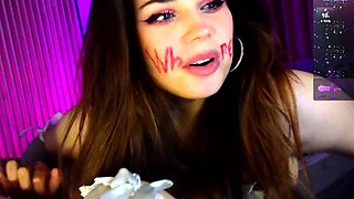 Big tit brunette sucks a big cock
