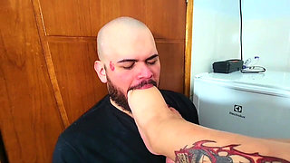 BBW Has His Feet Sucked by the Slave by Turbinada