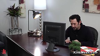 Boss ties up and rough fucks maid