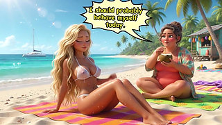 Married Blonde's Beach Tease Becomes Wild House Game with Husband and Young Men