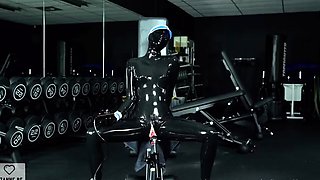 Lusty latex freak gives herself intensily powerful orgasms