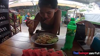 Hot Thai teen amateur gets fucked hard by big cock after lunch - POV blowjob & doggystyle
