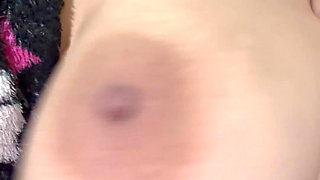 Mom bounces and plays with her huge tits