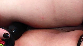 Goth Secretary Plays with Her Ass