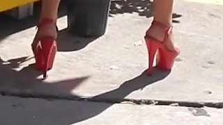 Smoking in High Heels and Booty Shorts