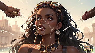Ebony Queen Seduces with Desert Oral, Steampunk Sex.