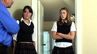 Teen floozy in a fetish schoolgirl uniform