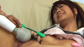 Cute Asian Saya Natsukawa enjoys group masturbation