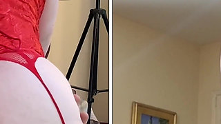 Gylf Carmen Angel's Lady in Red Dildo Fuck & Cowgirl Ride to Orgasm 10823fap
