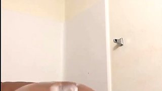 Amateur black Diamond takes a shower and masturbates