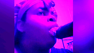 Chubby Ebony Sucking Dildo