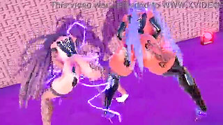 Girls nude dance. 3d animation