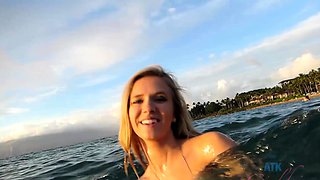 Amateur Blonde Chick Strips To Thong