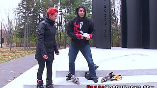 Redheaded MILF Mya craves Rick's cock in a steamy blowjob session