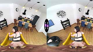 Hot brunette teen Luna Lynx rides huge cock in vr with amazing view