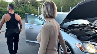 Busty French MILF Begs Mechanic to Pound Her