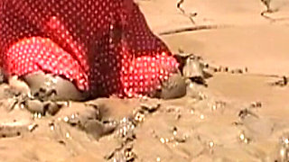 Julie Gets Messy in Mud - Huge Natural 38F Tits Swing in Wet Dirt Outside