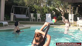 Join the girls for a sizzling game of Strip Volleyball