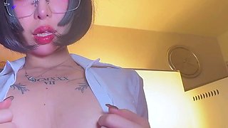 Horny Office Lady Melu Rubs Her Pussy
