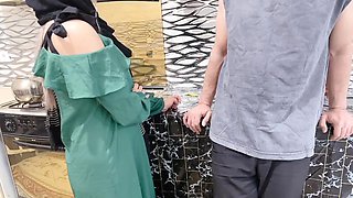 Arab Stepmother in a Hijab Gets Fucked and Impregnated in the Kitchen!