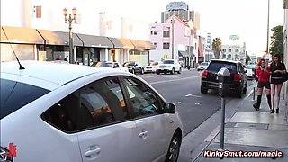 Babe in extreme bondage in public