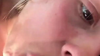 18 Year Old Italian Webcam Star Blonde Jumps on a Dildo on Her Terrace and Orgasms with Shaved Pussy