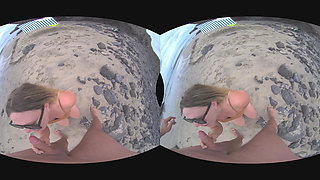 VR Outdoor POV Blowjob on the Public Beach