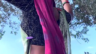 Desi girlfriend outdoor blowjob hardcore sex with Ritu in jungle - tight pussy, small tits, HD