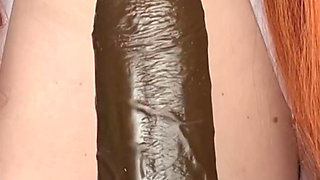 Redhead Nurse Fucks, Sucks, and Squirts on Dildo