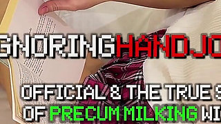 Beautiful Skinny College Girl Takes All the Cum on Her Dress After Long Slow Cock Teasing Handjob with Oil and Creme