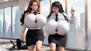 Funny Huge Boobs Office, Ai Animation