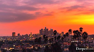 Blonde babes share a huge cock