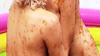 Pool Pussies Scene 3 Two Slim Blonde Lesbians in Bikinis Cum in the Jelly Pool