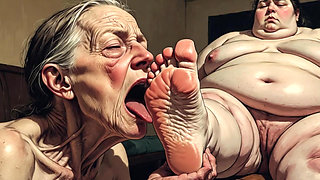 90 Year Old Granny Licking & Sucking BBW Big Feet - Very Aroused