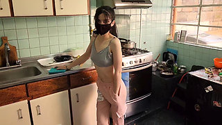 Sexy Maid Gets Fucked by Her Boss's Step Stepson in Her Work Kitchen