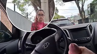 Teen Latina Gives Risky Handjob in Car - Petite Redhead Amateur