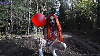 Cosplay Russian Big Tits Jerks Off in Georgies Car
