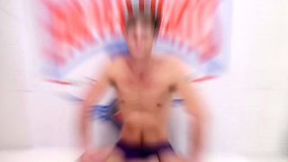 Blonde Beauty Destroys twink in wrestling then vies his