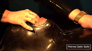Edging in a Vacuumbed with Electro, Toys Combined with Some Hand Deepthoating and Loads of Spit.
