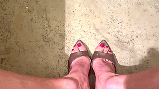 I cum on my freshly glazed red feet