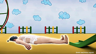 Miss Squid Exercises in White Lingerie