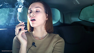 Sexy Russian Babe Smoking Cigarette Natural Setting
