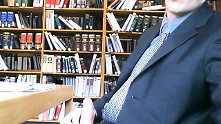 Big-Cock Hunks Jerking Off at the Library