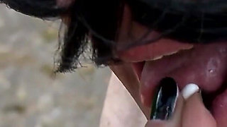 Fucking Brunette with Big Ass in Forest Until She Takes BDSM Training